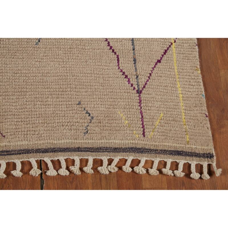 Abstract Moroccan Area Rug Hand-Knotted Wool Carpet - 6'0"x 9'10"