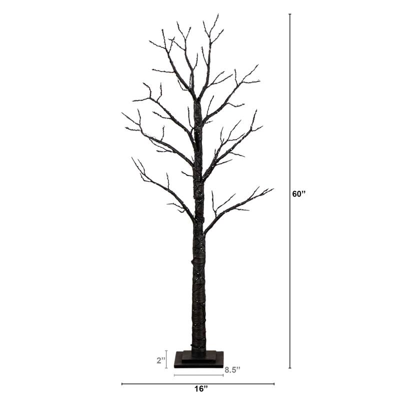 Pre-Lit Twig Artificial Halloween Tree - 5' - Multicolor LED Lights