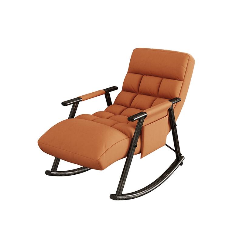 Upholstered Rocking Chair with Adjustable High Back, Side Pockets