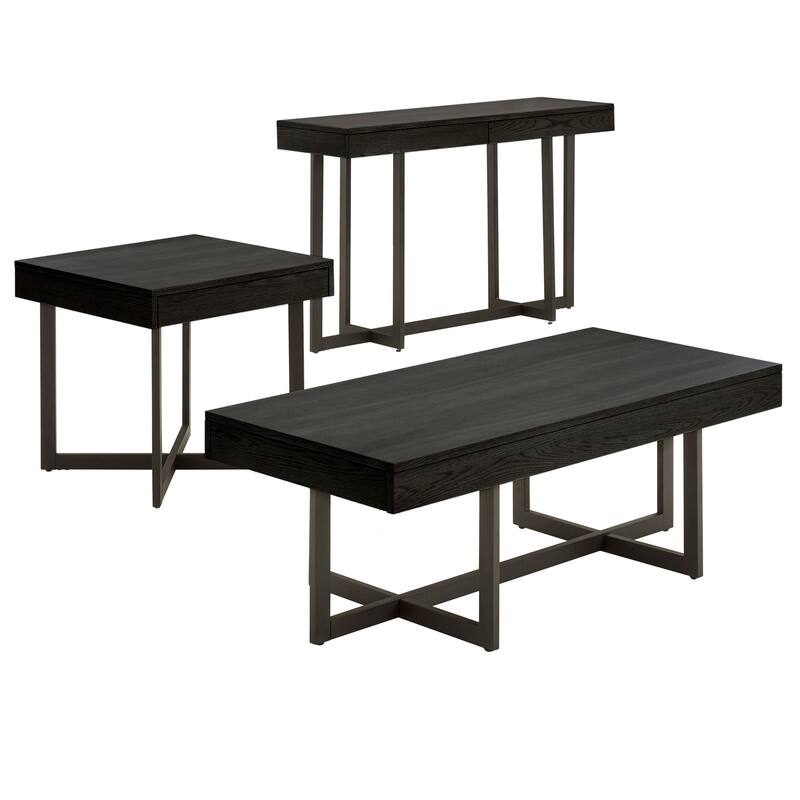 Eldersley Wood Finish Table with Drawer(s) by iNSPIRE Q Modern - End Table, Coffee Table, and Sofa Table - Black Finish