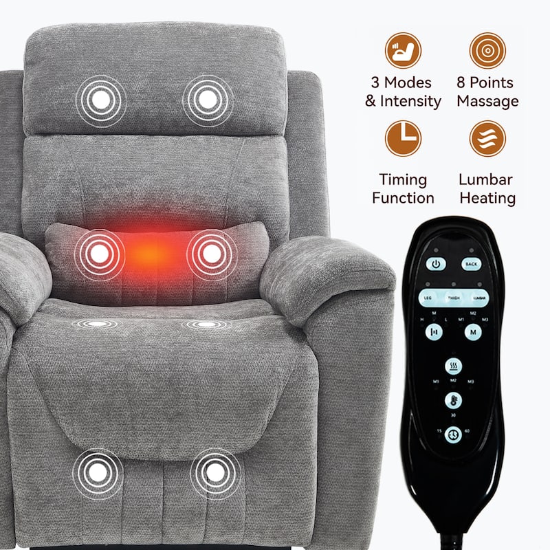 350 Lbs Leatherair Power Lift Recliner Chair,Heavy Duty Motion Mechanism With 8-Point Vibration Massage And Lumbar Heating