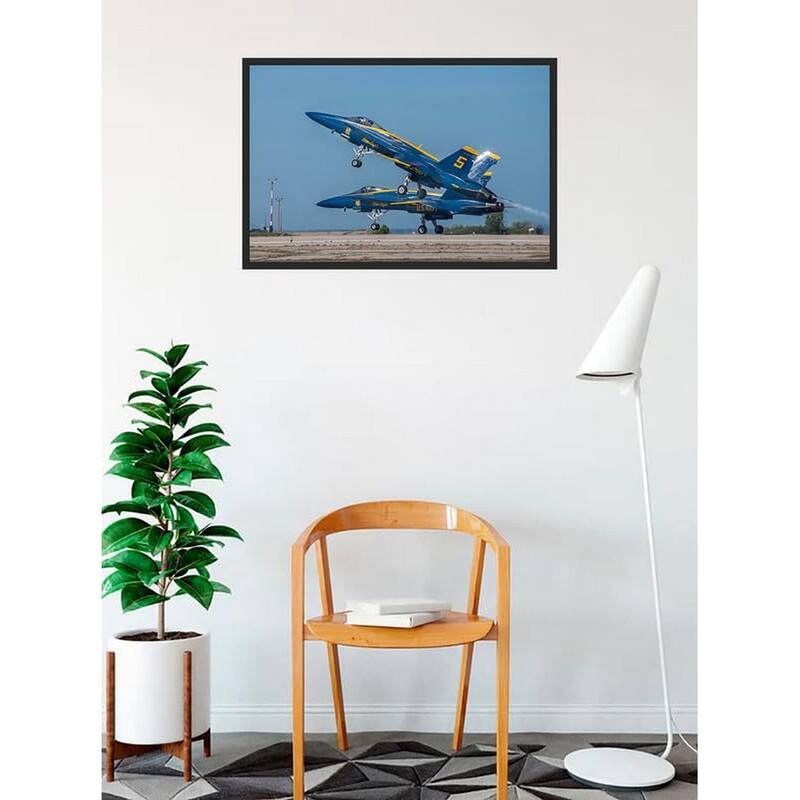 WC002 Blue Angels Airplane Stunt Group Photography by Wayne Collamore Framed Poster - 24 x 36 Inch