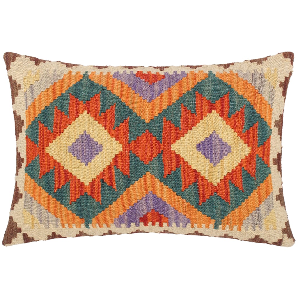 Bohemian Sandi Hand Woven Kilim Throw Pillow 20 in x 15 in