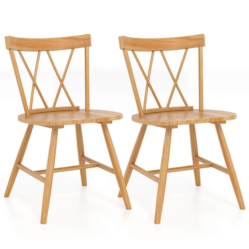 Costway Dining Chairs Set of 2/4 Farmhouse Kitchen Chair with Rubber