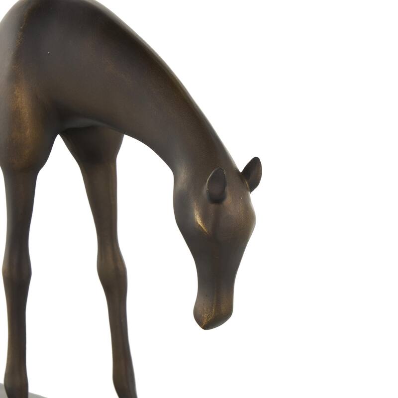 Polystone Horse Decorative Sculpture with Brushed Gold Accents and Black Oval Base - Bronze - Roche River Decor