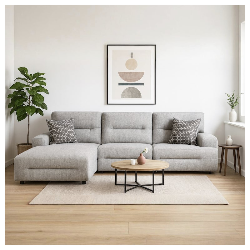 Signature Design by Ashley Acklen Place Light Gray 3-Piece Power Reclining Sectional - 115" W x 71" D x 42" H - Left Facing