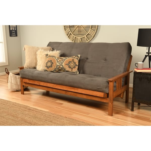 slide 2 of 11, Porch & Den Kern Full-size Futon Frame and Mattress Set Suede Gray
