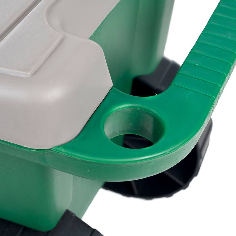 Rolling Garden Cart with Seat - Plastic Storage with Bench and Interior Tool Tray by Pure Garden (Green)