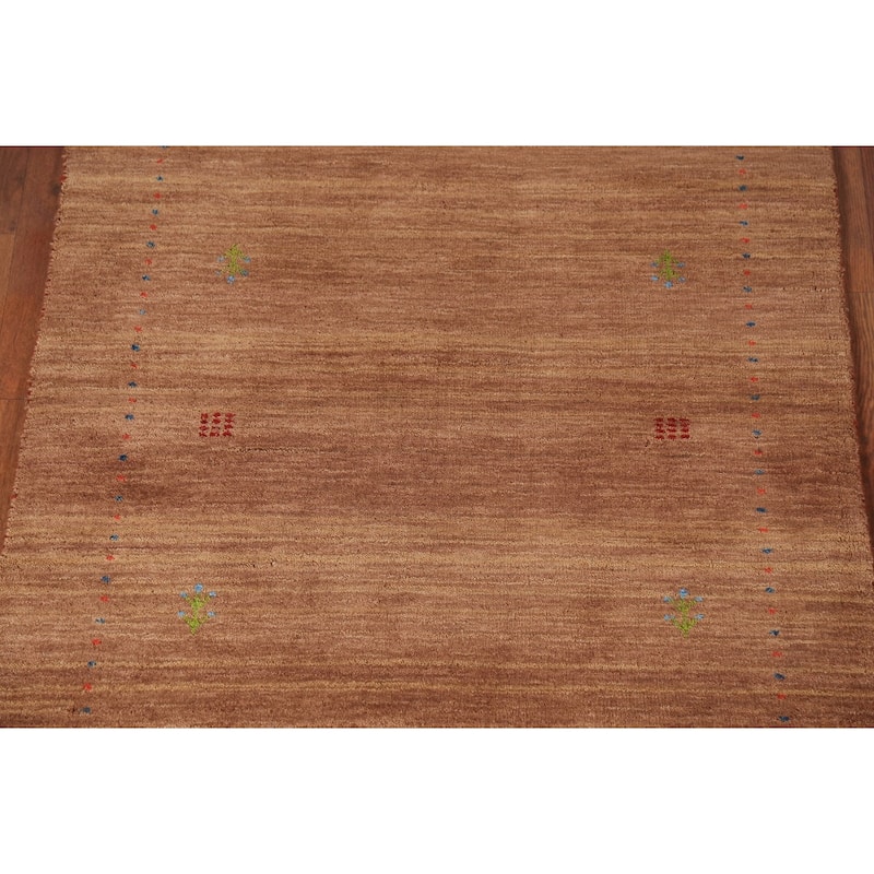 Tribal Gabbeh Indian Foyer Rug Hand-Knotted Modern Wool Carpet - 3'2" x 4'11"