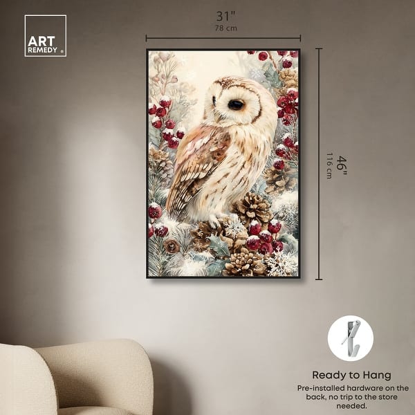 dimension image slide 17 of 24, Christmas Forest Owl III Wall Decor Canvas Print by Art Remedy