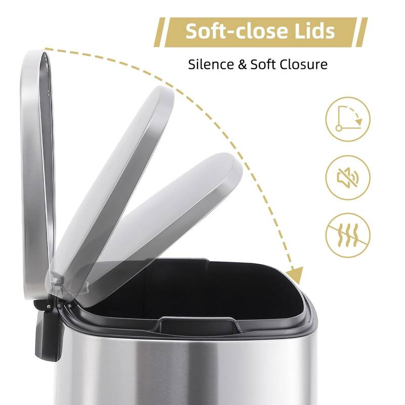 50 L/13.2 Gallon Smudge Resistant Trash Can with Silent Lid