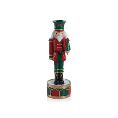 Nutcracker 12" Resin Taper Candle Holder