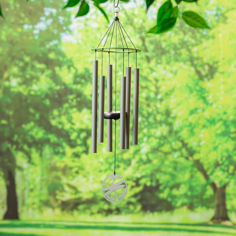 27 in. Laser Cut Metal Hand Tuned Wind Chime, Dragonfly, Scale "C"