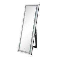 Fabric Upholstered Wooden Frame Mirror with Welt Trim Light Gray