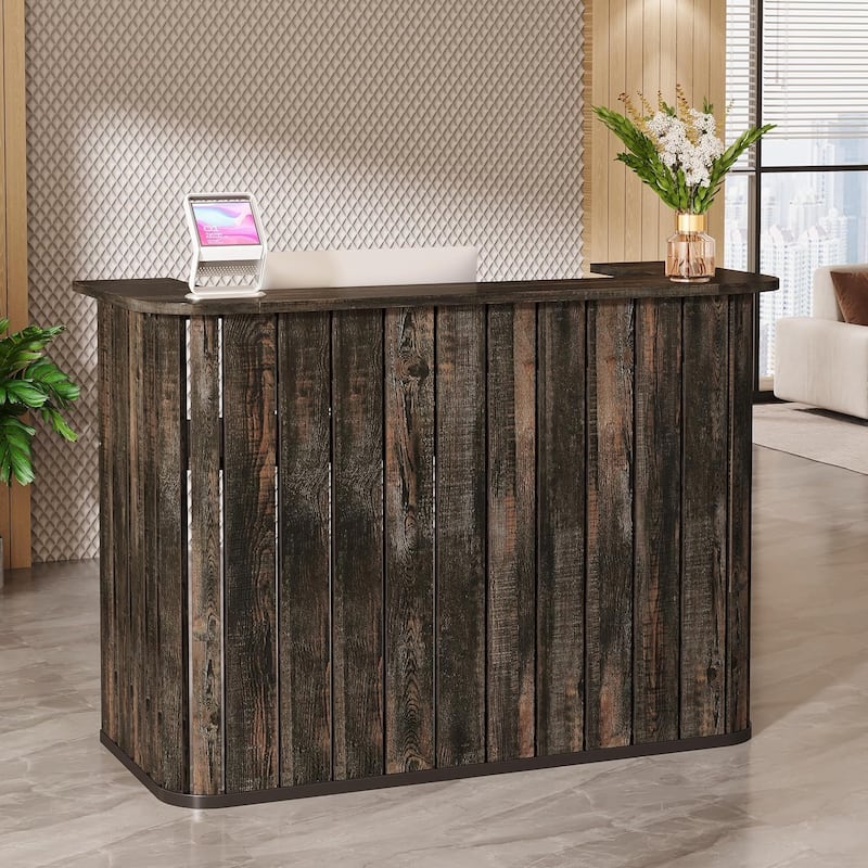 63" Reception Desk with Counter, Modern U-Shaped Front Desk, Retail Checkout Counter Table