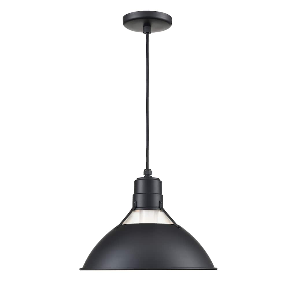 R Series 1-Light Cord Hung Glass Cone Satin Black - Satin Black