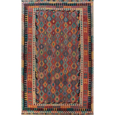 Southwestern Style Kilim Oriental Large Rug Hand-Woven Wool Carpet - 10'0"x 16'1"