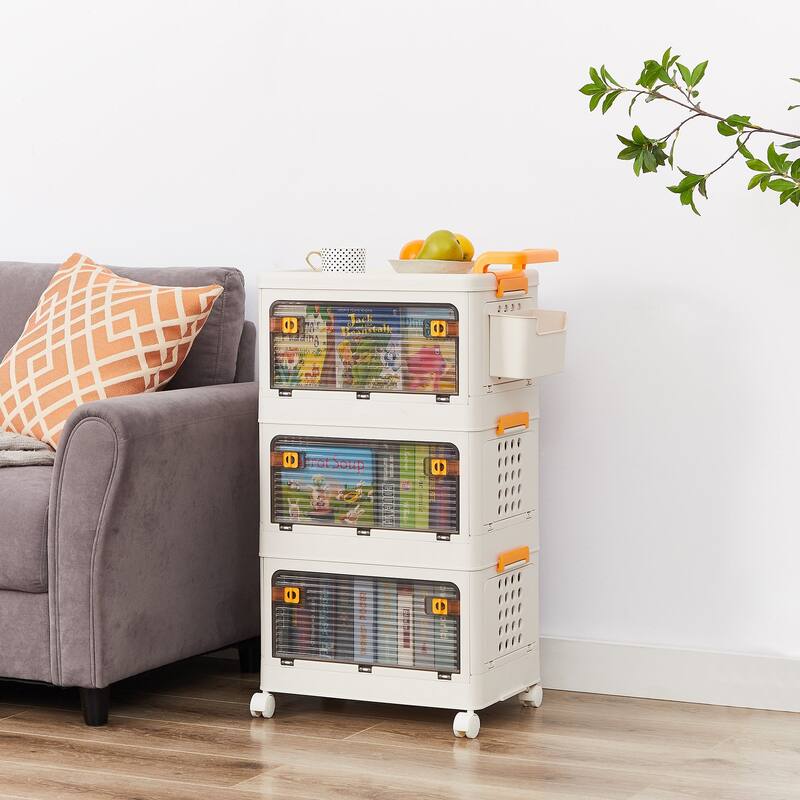 Collapsible Storage Bins with Lids, 3-Tier Stackable Storage Bins Closet Organizers and Containers for Home & Office