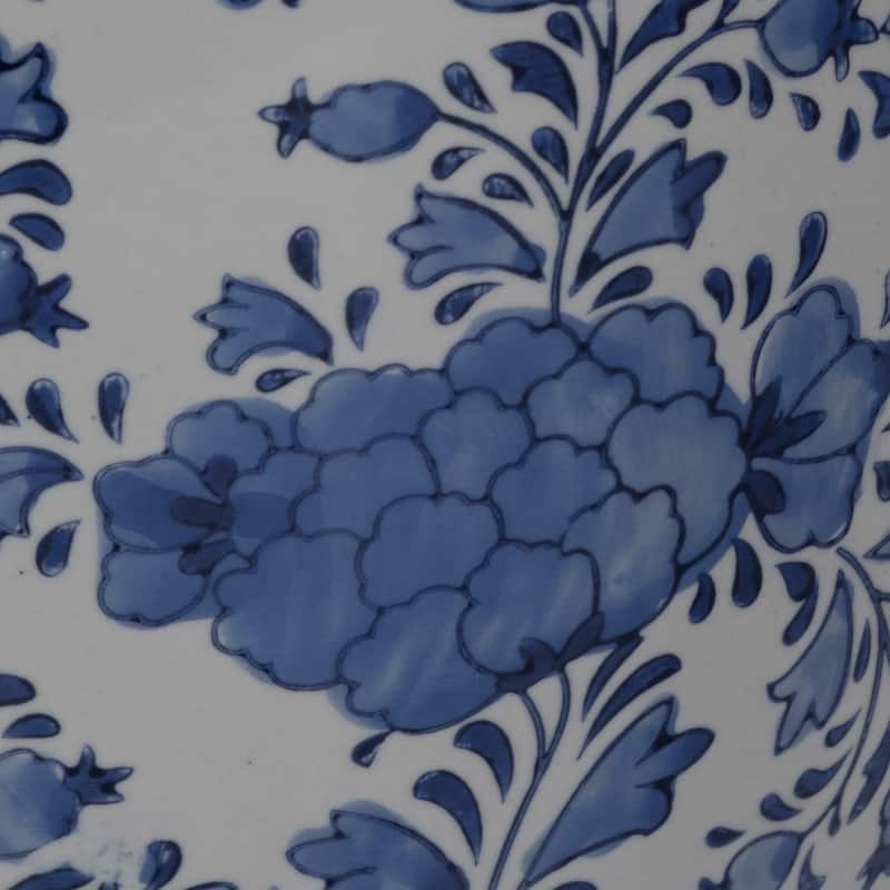 Sagebrook Home 18"Hx13" Diameter, Ceramic Chinoiserie Stool, Blue/White, Handcrafted Garden Stool