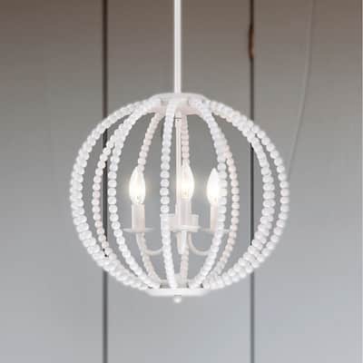 Arni 16 Inch Pure White Beads Bohemian Pendant 3-Light