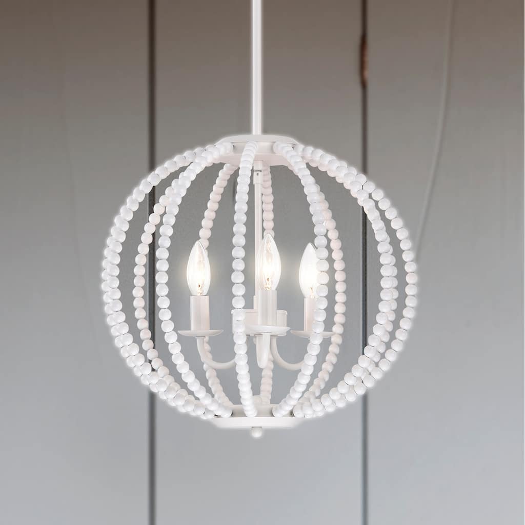 Arni 16 Inch Pure White Beads Bohemian Pendant 3-Light