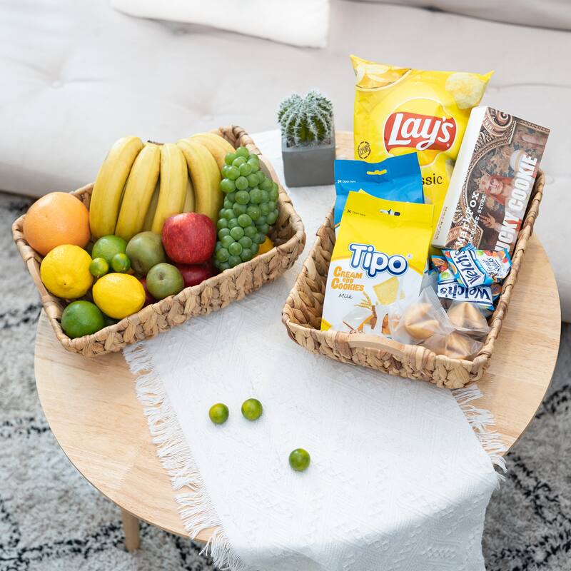 StorageWorks Wicker Storage Baskets with Handles Water Hyacinth Woven Baskets (2-Pack)