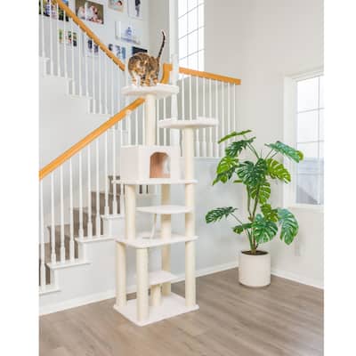 Classic Real Wood Cat Tree In Ivory, Jackson Galaxy Approved - Ivory