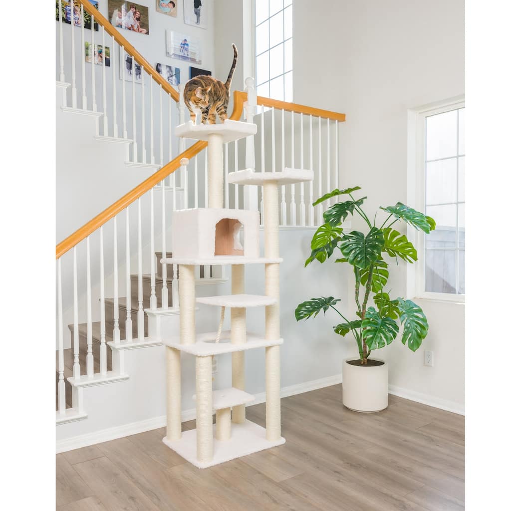 Classic Real Wood Cat Tree In Ivory, Jackson Galaxy Approved - Ivory