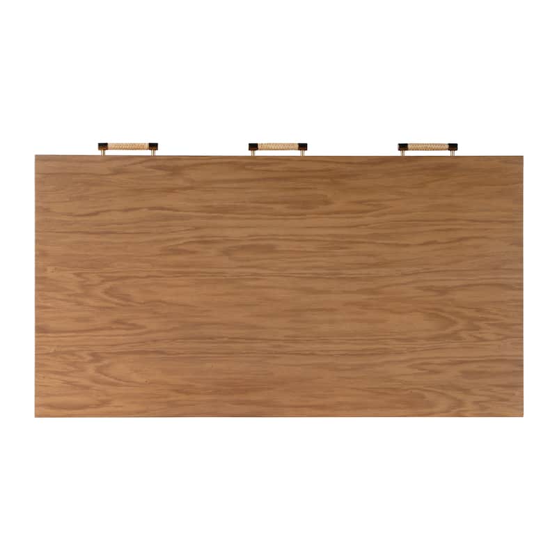 Mesa Cane and Solid Wood 3-Drawer Writing Desk