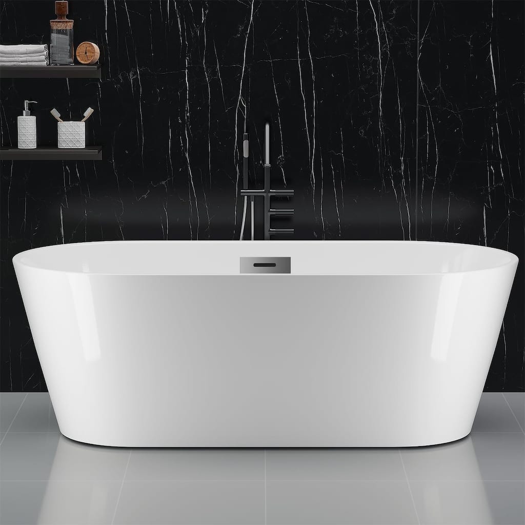 59/67" Acrylic Freestanding Bathtub Contemporary Soaking