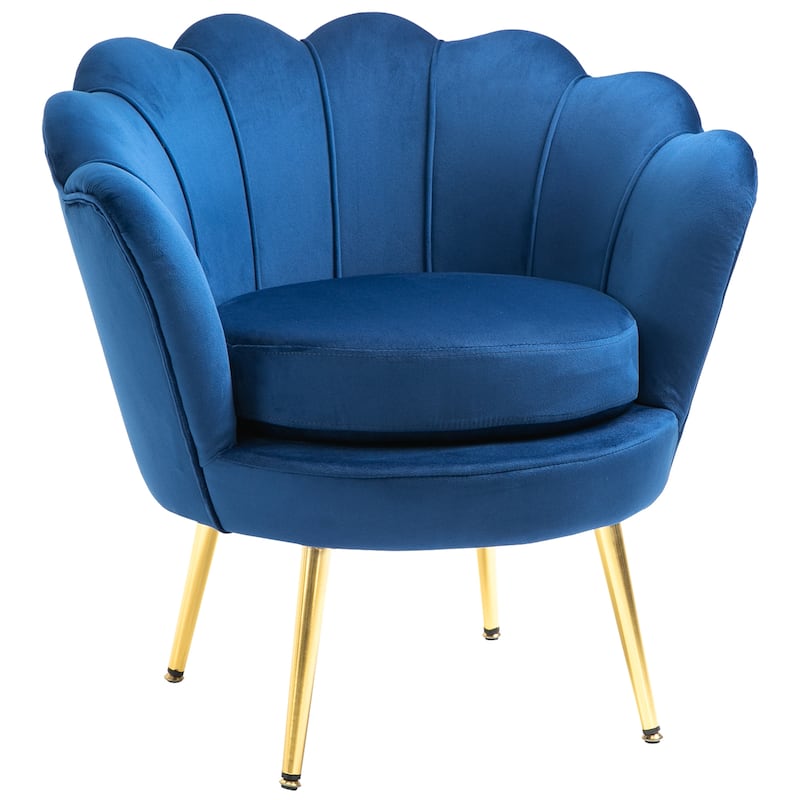 HOMCOM Elegant Velvet Fabric Accent Chair/Leisure Club Chair with Gold Metal Legs for Living Room - 29.5" x 24.75" x 28.75"
