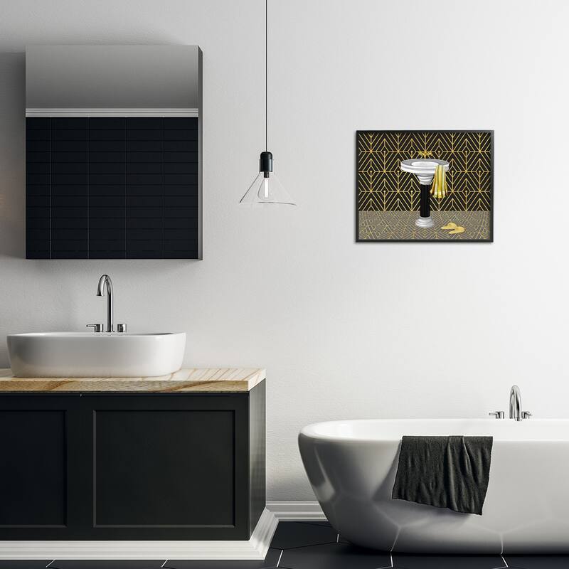 Stupell Deco Style Glam Bathroom Framed Giclee Art Design By Conrad Knutsen