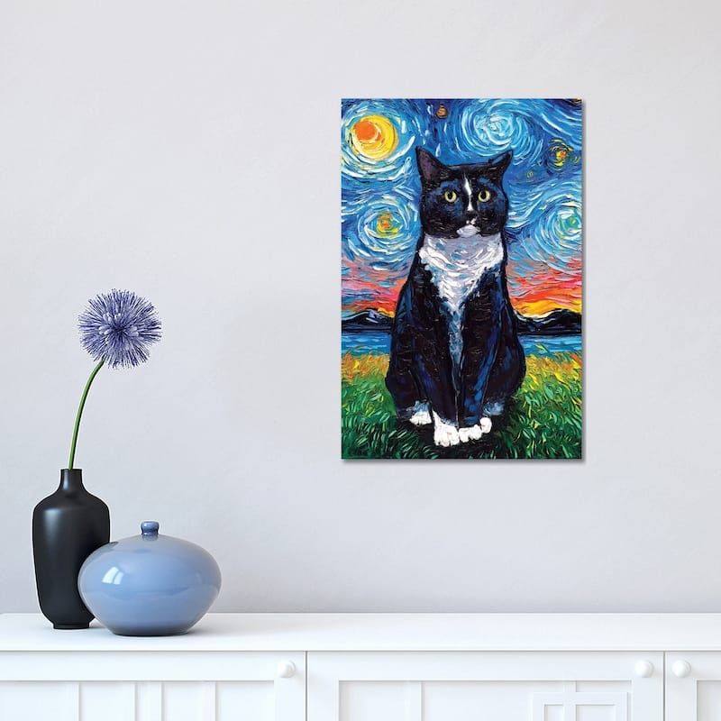 iCanvas "Tuxedo Cat Night" by Aja Trier Canvas Print - 18x12x1.5
