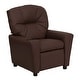 preview thumbnail 64 of 191, Contemporary Kids Recliner with Cup Holder Brown Leather