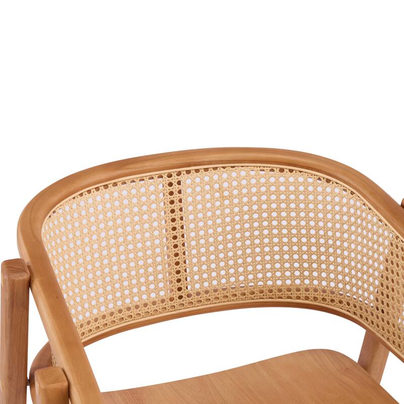 Christopher Knight Home - Mid-Cenutry Natural Rattan Mesh Dining Chairs Set with Ergonomic Curved Back and Armrests