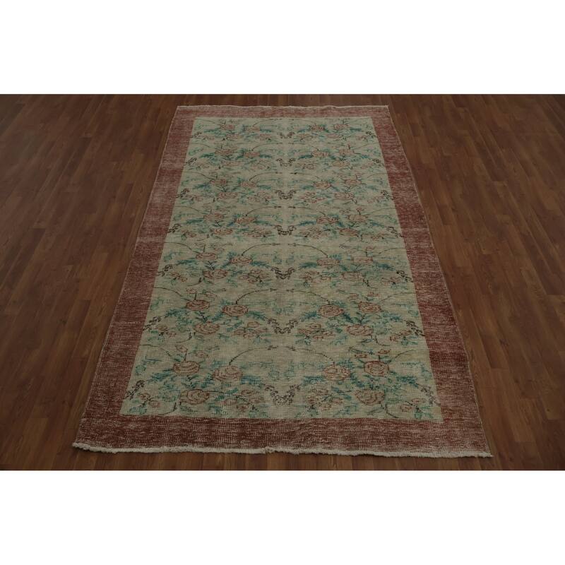 Hand Knotted Oriental 100% Wool Carpet Transitional Floral Beige & Ivories Anatolian Area Rug - 9' 2'' X 5' 7''