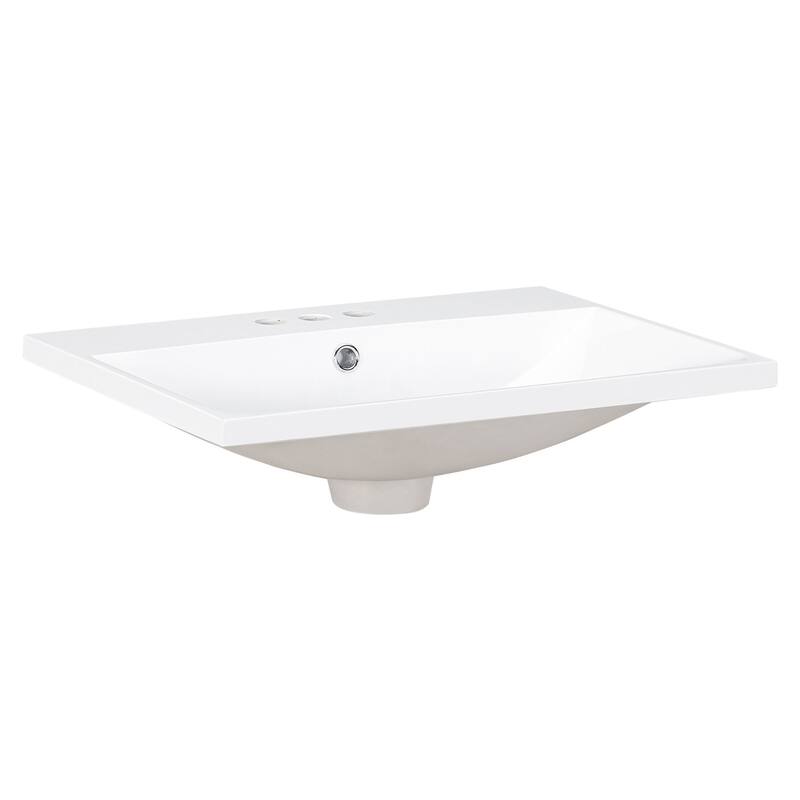 Roomfitters Bathroom Vanity Sink Top with Overflow, Drop-in Resin Sink with 3 Holes, Small Space Design, White