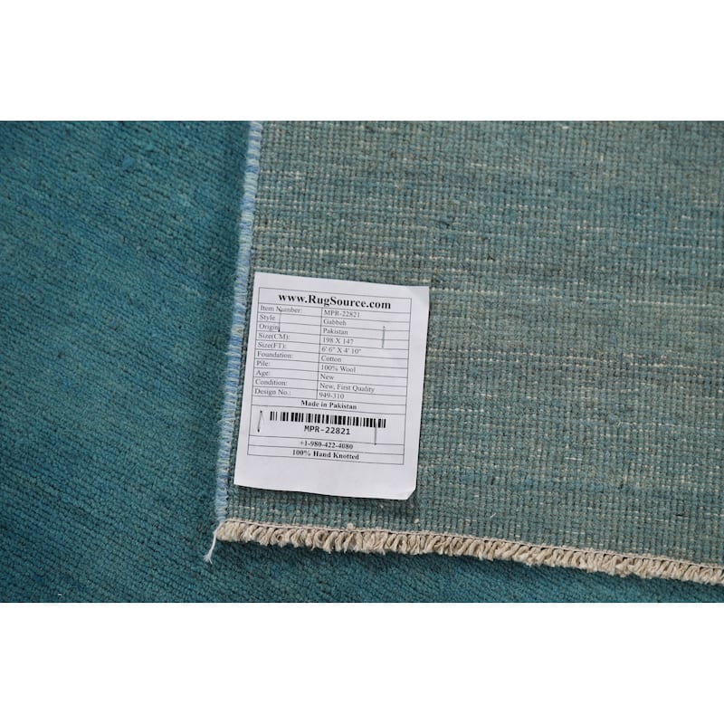 Light Blue Modern Gabbeh Oriental Area Rug Hand-Knotted Wool Carpet - 4'10" x 6'6"