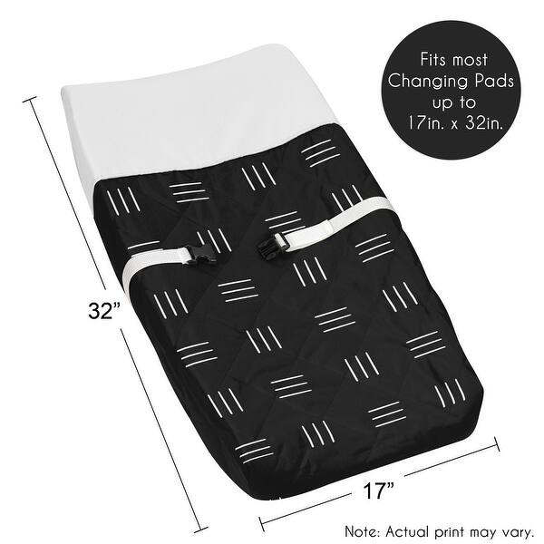 Black and White Boho Mudcloth Baby Changing Pad Cover Bohemian Woodland Tribal Southwest Geometric Mud Cloth Hatch Triple Line
