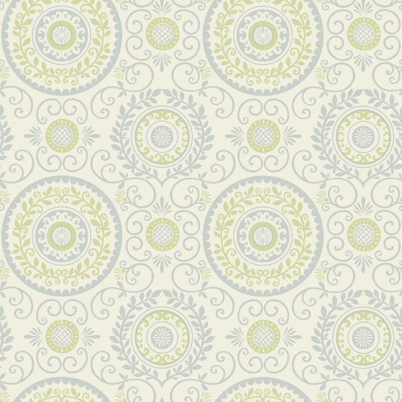 Brewster Annabel Blue Medallion Wallpaper - 20.5in x 396in x 0.025in