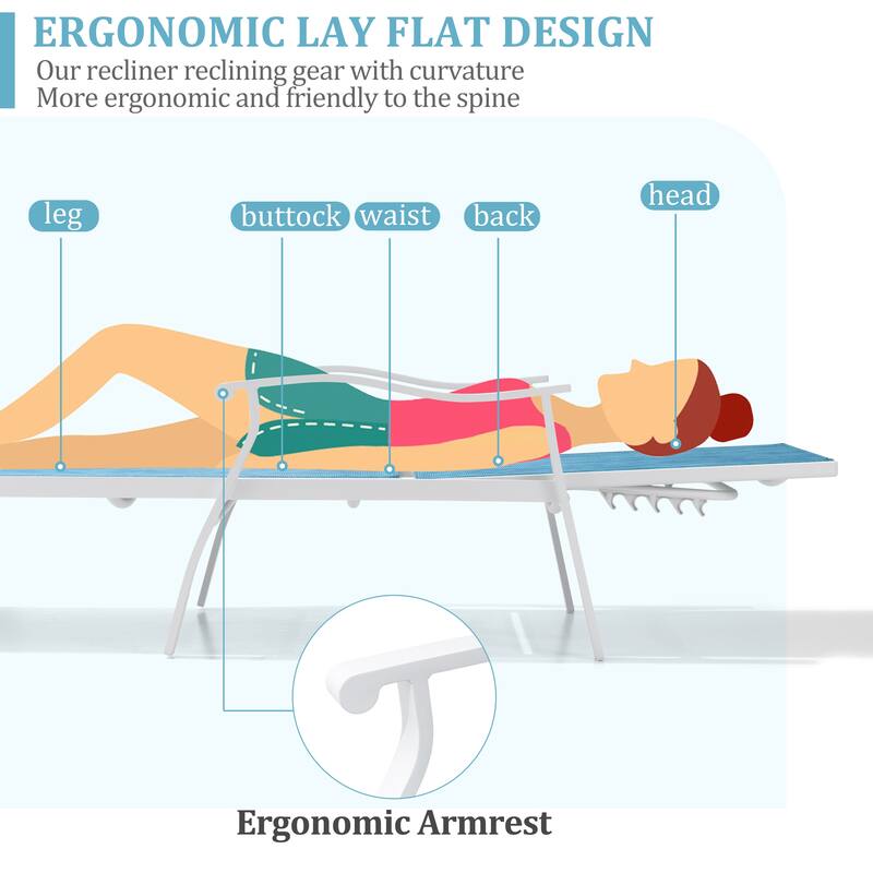 VredHom Outdoor Aluminum Adjustable Chaise Lounge (Set of 2)