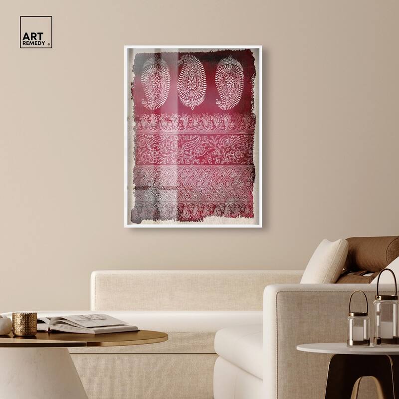Burgundy Stamps Shadowbox by Art Remedy