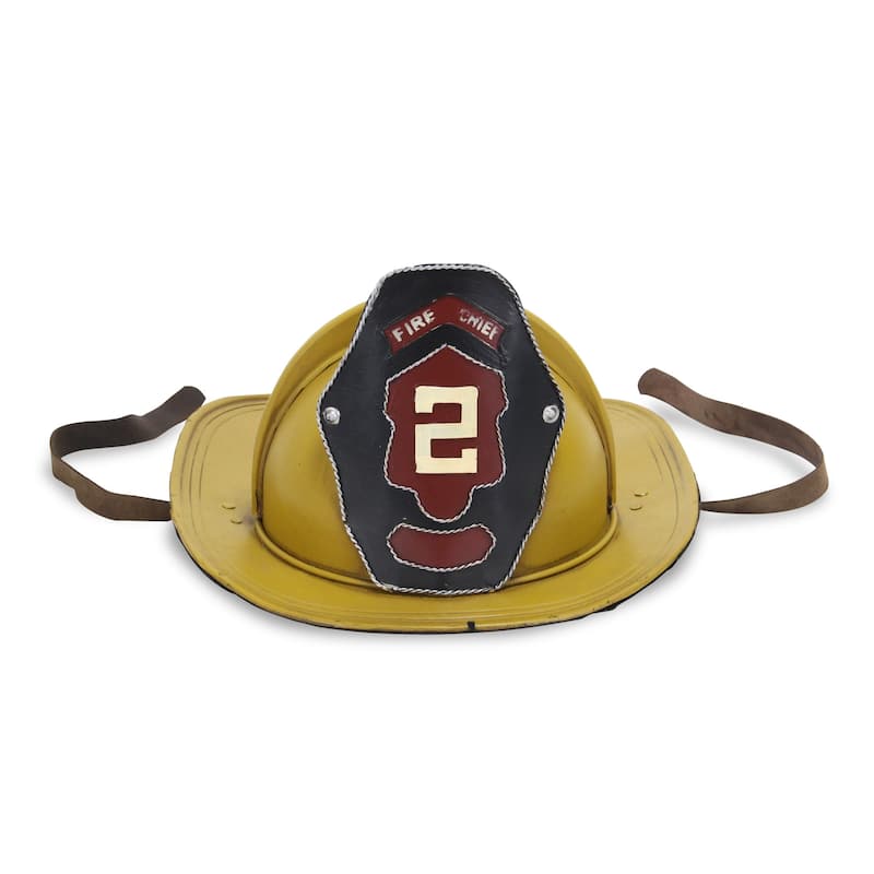 HomeRoots 8" Yellow and Black Metal Fireman Hand Painted Figurine - 14.75' X '8.25' X '12.5