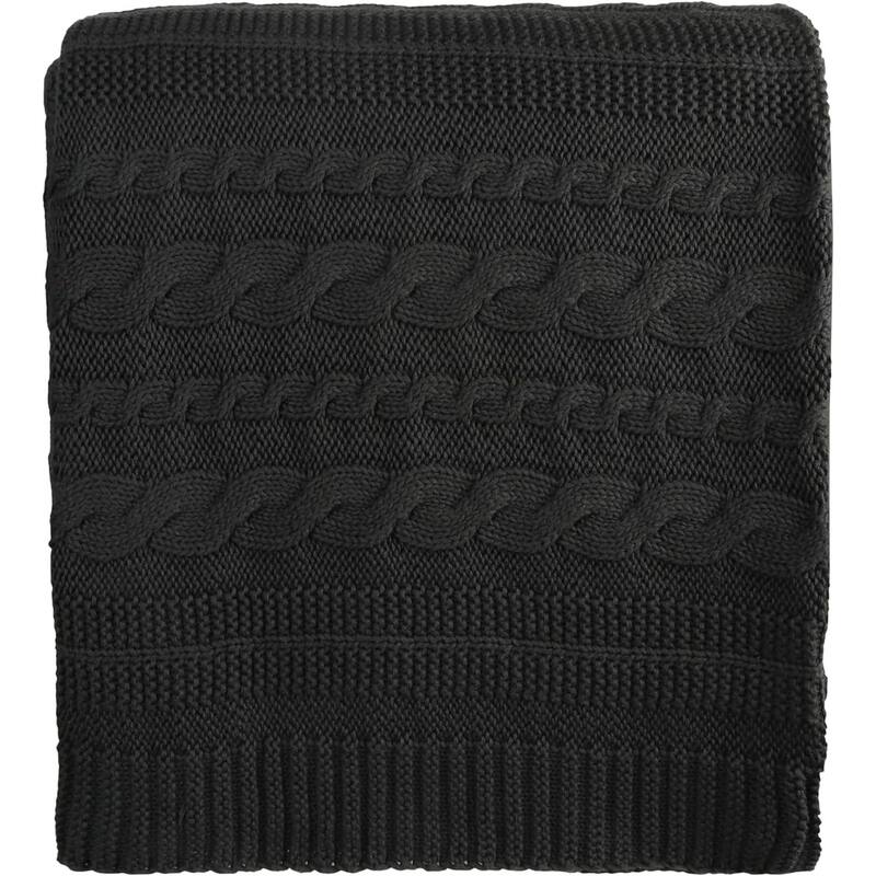 Delara Organic Cotton Throw Blanket 50x70 inches, GOTS Certified Cable Knitted Throws Blanket for Sofa Couch Bed, Baby Nursery