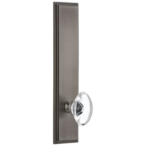 Grandeur CARPRO_TP_DD_NA Carre Solid Brass Tall Plate Rose Dummy Door Knob Set with Provence Crystal Knob
