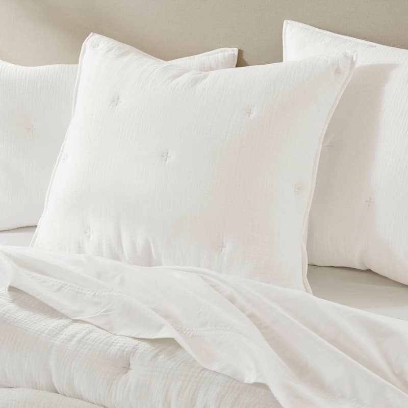 Harbor House Breeze Cotton Gauze Embroidered Euro Sham - 26x26" - White