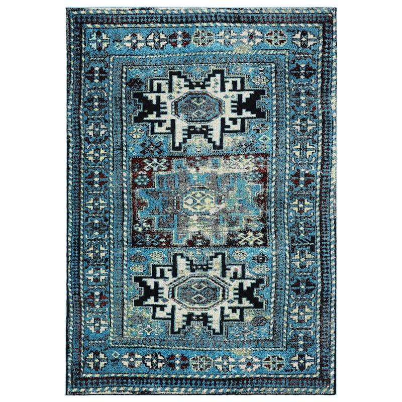SAFAVIEH, Vintage Hamadan Lilla Oriental Distressed Rug - 2'3" x 12' Runner - Light Blue/Black