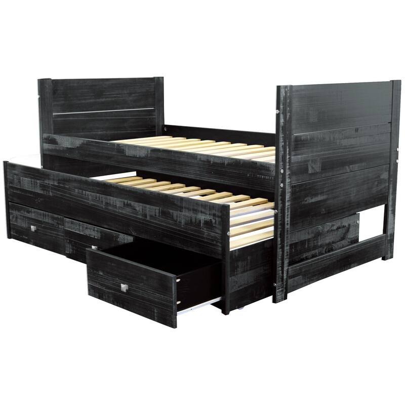 Taylor & Olive Begonia Twin Bed with Twin Trundle & 3 Built in Drawers