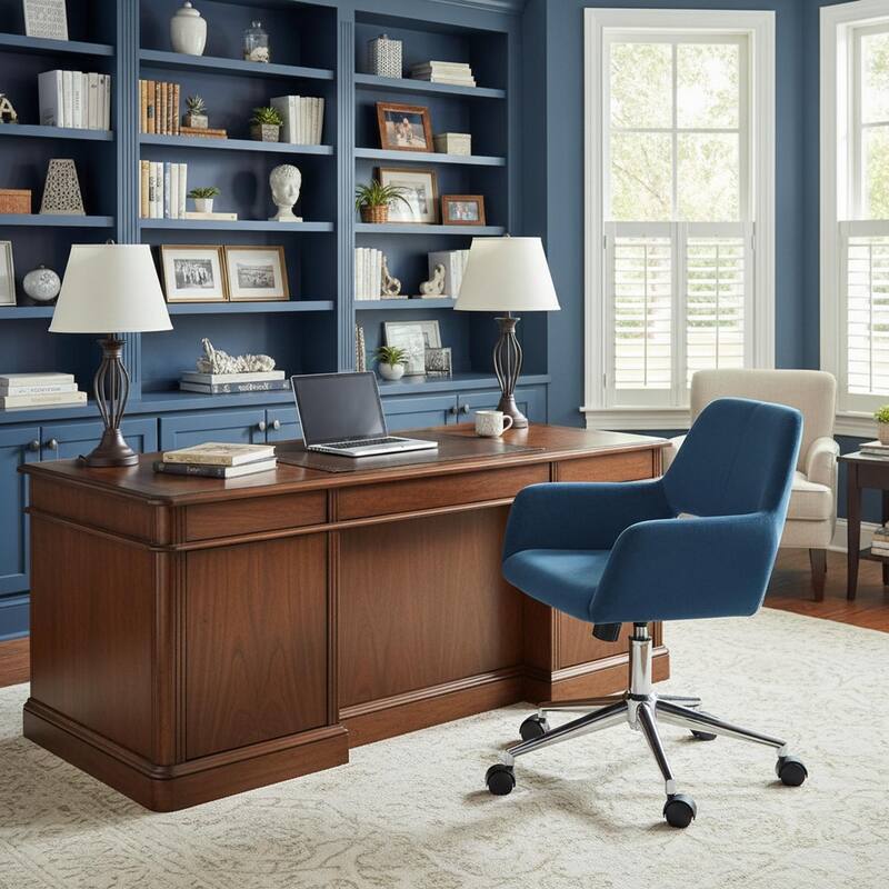 Homylin Modern Velvet Upholstered Task Chair with 360 Degree Swivel