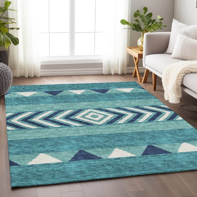 Premium Washable Super Soft Southwest Ombre Mayfield Rug - Teal - 3' x 5'
